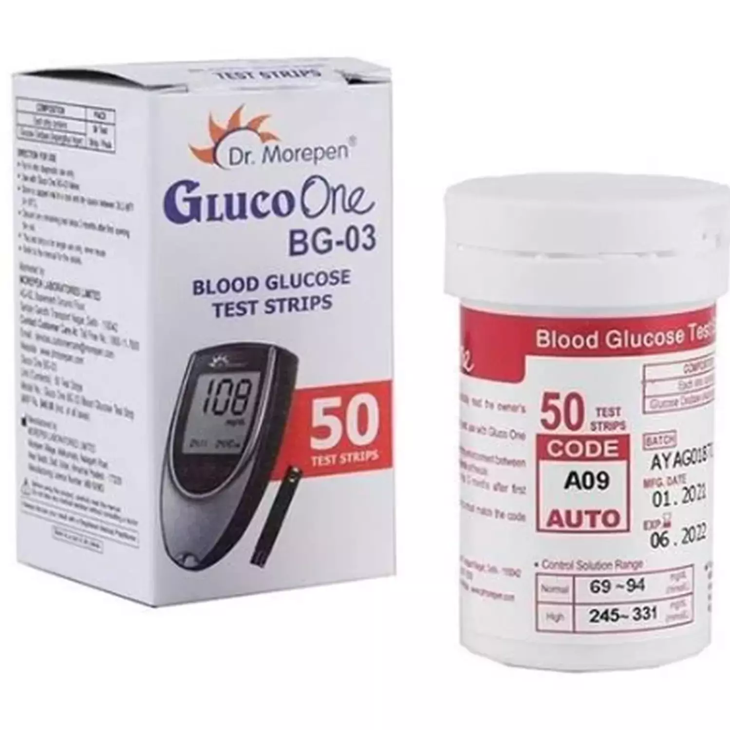 Dr. Morepen Blood Glucose Monitor Stips (50 Strips)